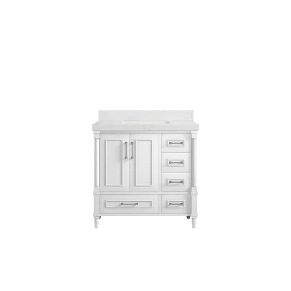 Willow Collections Hudson 36 in. W x 22 in. D x 36 in. H Single Sink Bath Vanity Center in White with 2 in. Empira Quartz Top