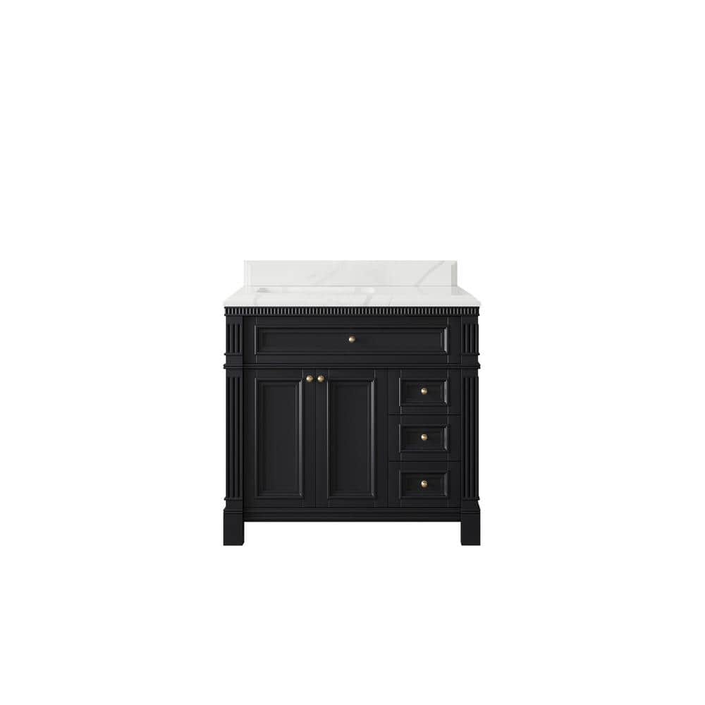 Paris 36 in. W x 22 in. D x 36 in. H Left Offset Sink Bath Vanity in Black with 1.5 in. Calacatta Laza qt. Top price history on PriceWatchPro