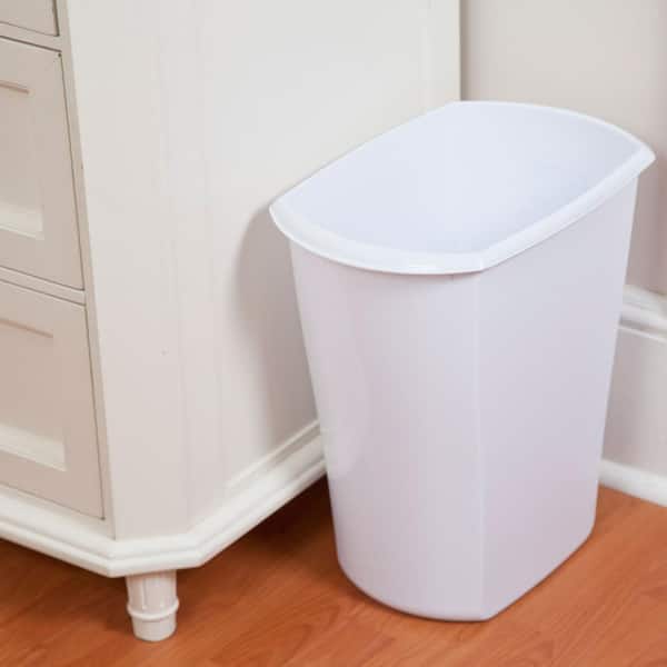 Sterilite 11 Gallon Slim Narrow StepOn Hands Free Portable Kitchen  Wastebasket Trash Can Garbage Bin Container with Oversized Lid, White (4  Pack)