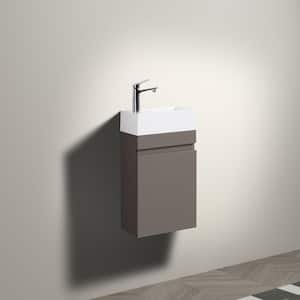 16 in. W x 8.7 in. D x 24.8 in. H Single Sink Wall Mounted Bath Vanity in Gray with White Ceramic Top
