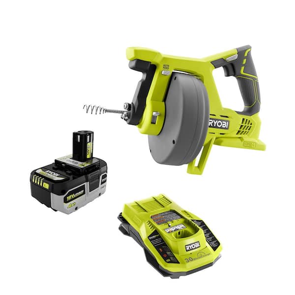 RYOBI P4001PSK004 ONE+ 18V Drain Auger With HIGH PERFORMANCE 4.0 Ah