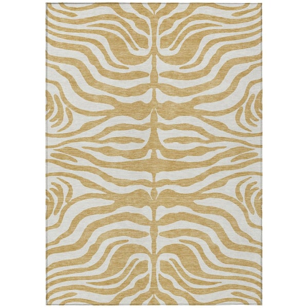Chantille Machine Washable Indoor/Outdoor Abstract ACN1042 Gold 9 ft. x 12 ft. Area Rug