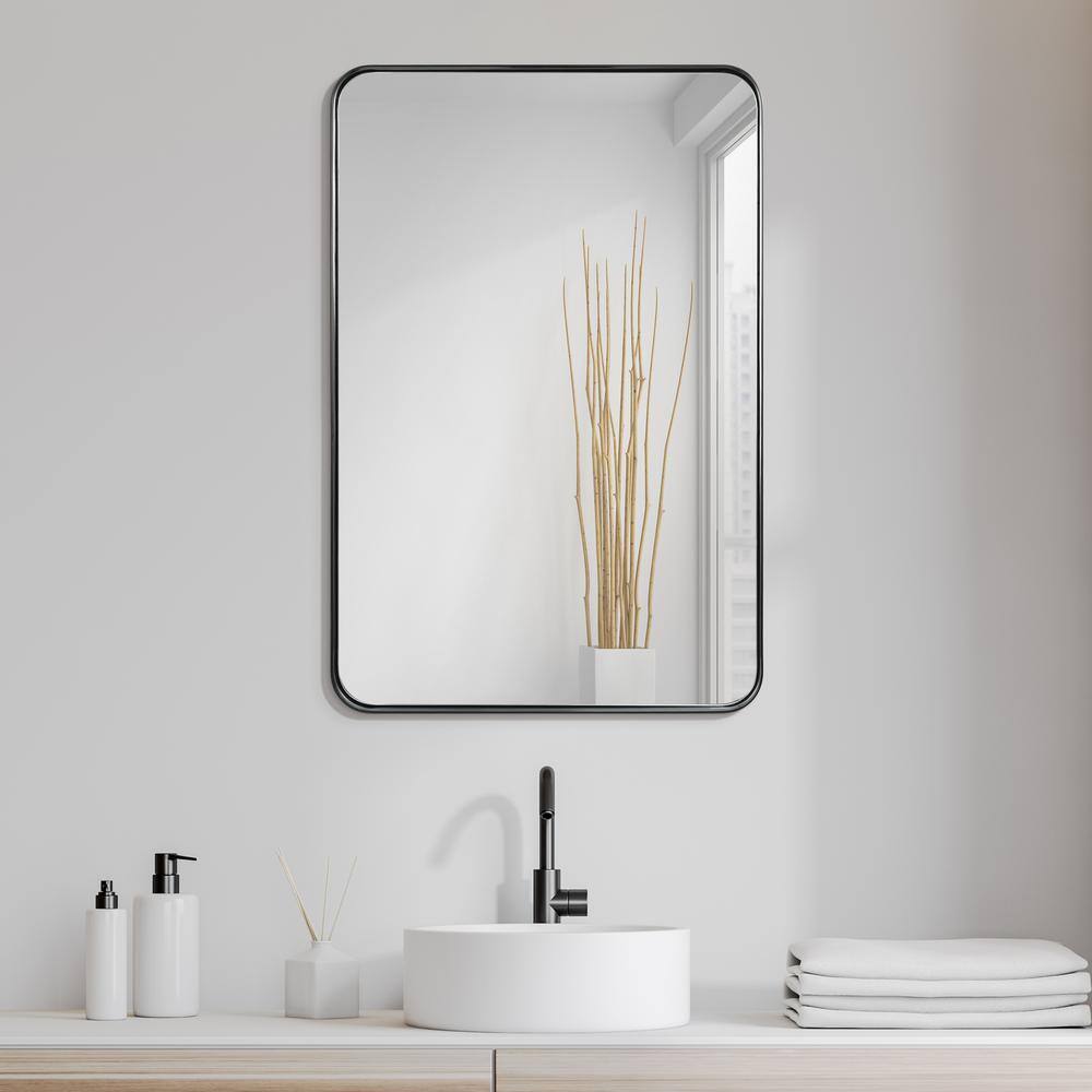 Sleek Silver Stainless Steel 24" x 36" Rectangular Wall Mirror