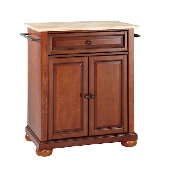 CROSLEY FURNITURE Alexandria Cherry Portable Kitchen Island with Wood Top