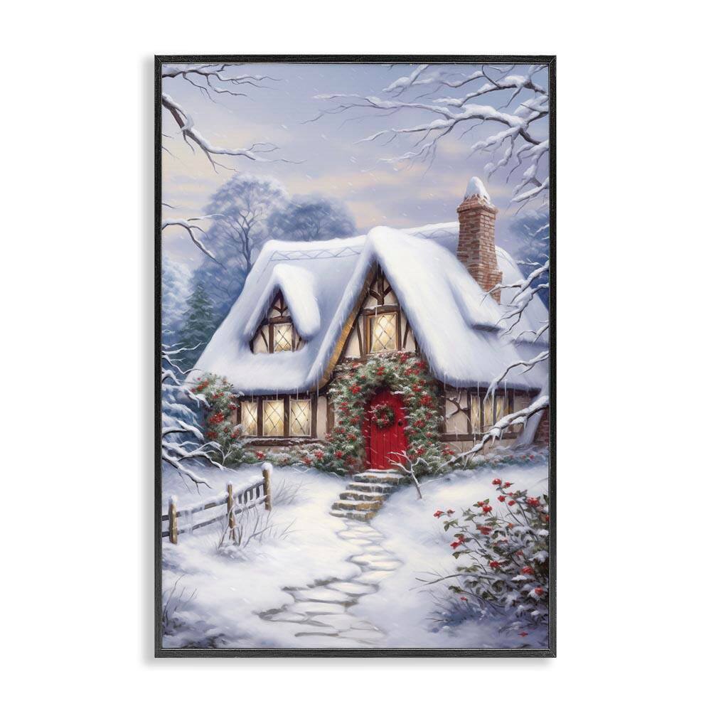 Niveous Winter Cottage by Heidi Kuntz Black Framed Nature Giclee Art Print 24 in. x 16 in. price history on PriceWatchPro