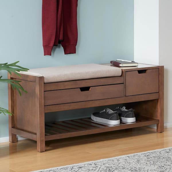 Home Decorators Collection Haze Brown Finish Wood Entryway Bench with ...