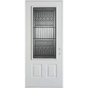 36 in. x 80 in. Lanza Patina 3/4 Lite 2-Panel Painted White Left-Hand Inswing Steel Prehung Front Door