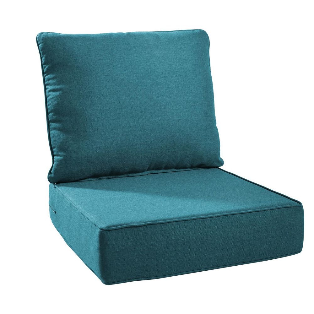 Modern 24 in. x 24 in. x 6 in. 2-Piece Deep Seating Outdoor Lounge Chair Thick Cushion Set in Peacock Green (1-Set) price history on PriceWatchPro