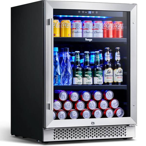 5.1Cu.Ft Soda or Beer Small Wine or Champagne Cooler Low Noise Transparent  Glass Door with a Lock LED Light - 24inch - Yahoo Shopping