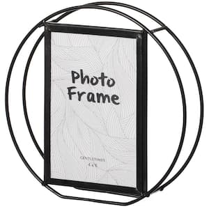 5 in. x 7 in. Black Modern Circle Shape Metal Decor Photo Picture Frame for Tabletop Display