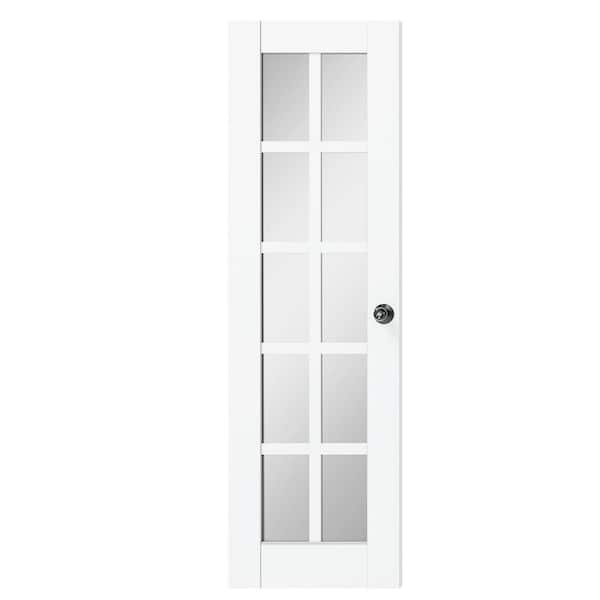 24 in. x 80 in. Composite, MDF, 10 Lite, Mirrored Glass, Primed, White Interior Door Slab with Black Goal Doorknob
