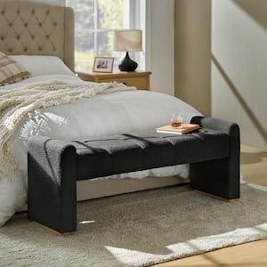 Elisa Black Modern Upholstered Bedroom Bench with Solid Wood Legs