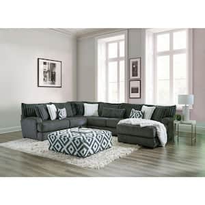 Lola 139 in. Track Arm 1-Piece Polyester Chenille L Shaped Sectional Sofa In Gray With Reversible Cushions