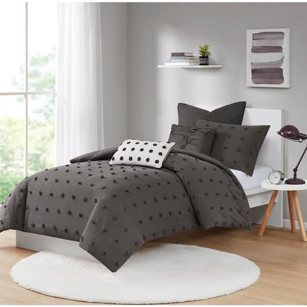 Maize 5-Piece Charcoal Cotton Twin/Twin XL Comforter Set