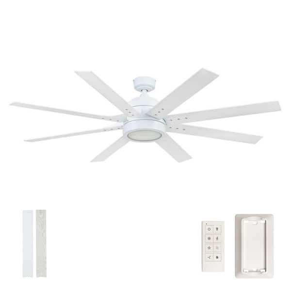 Xerxes 62 in. Bright White Downrod/Angle Mount Standard 8-Blade LED Indoor Ceiling Fan with Remote Control