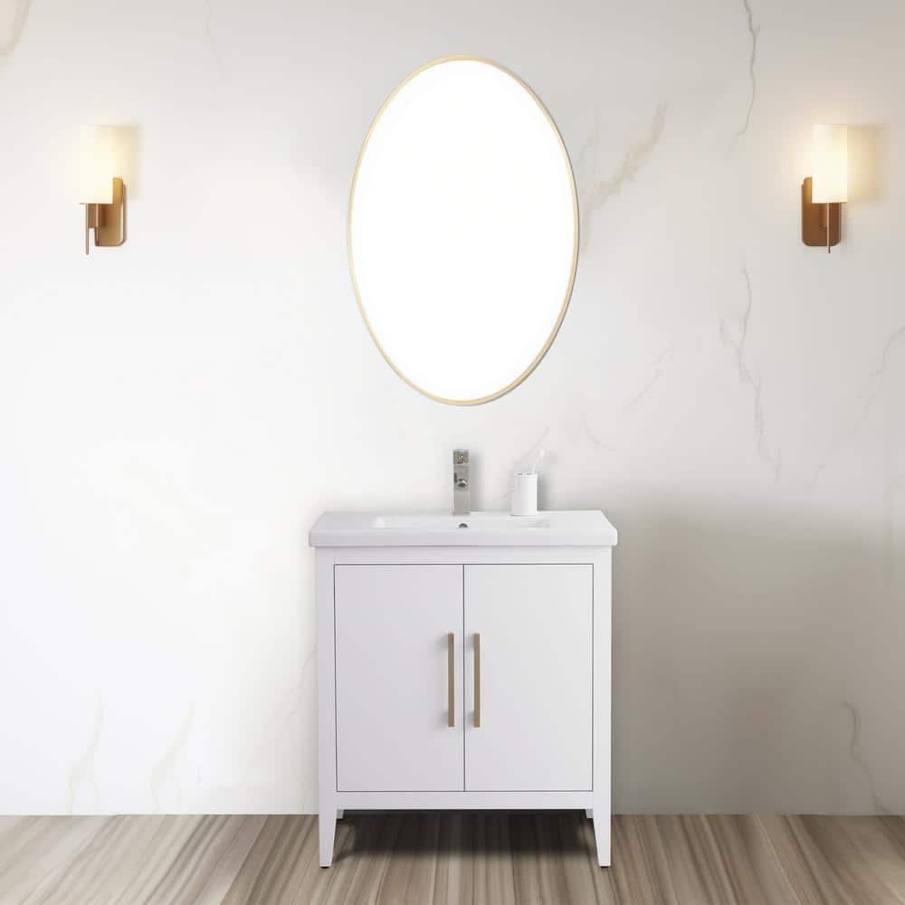 White 30" Single Bathroom Vanity Set with Brushed Nickel Hardware