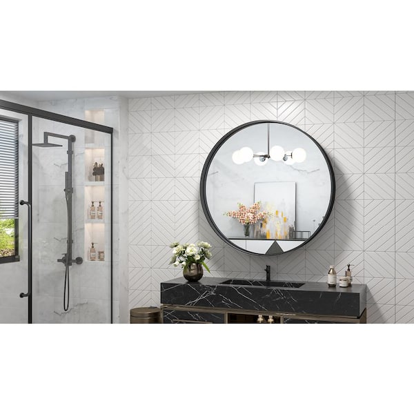 Reviews for TETOTE 30 in. W x 30 in. H Round Mirror Framed