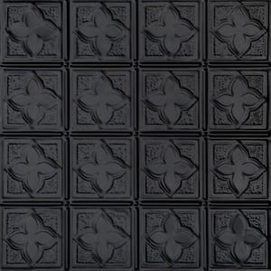 Clover Satin Black 2 ft. x 2 ft. Decorative Tin Style Nail Up Ceiling Tile (24 sq. ft./case)
