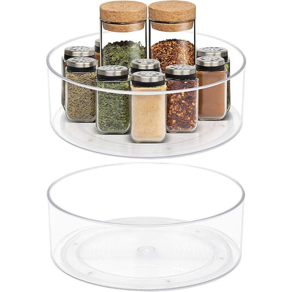 Sorbus Lazy Susan Corner Bin - Clear Organizer with Handle for Kitchen,  Pantry, Bathroom (4-Pack)