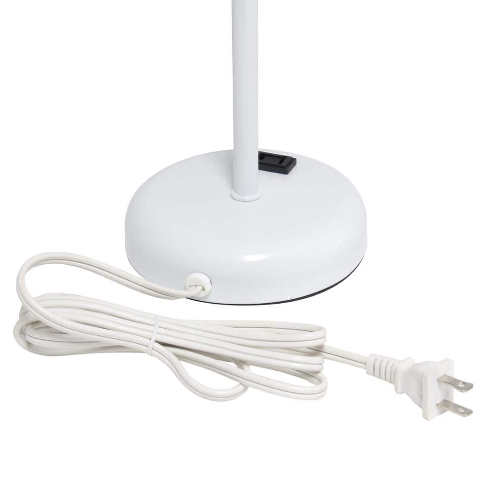19.5" White Stick Table Lamp Set with Aqua Fabric Shades