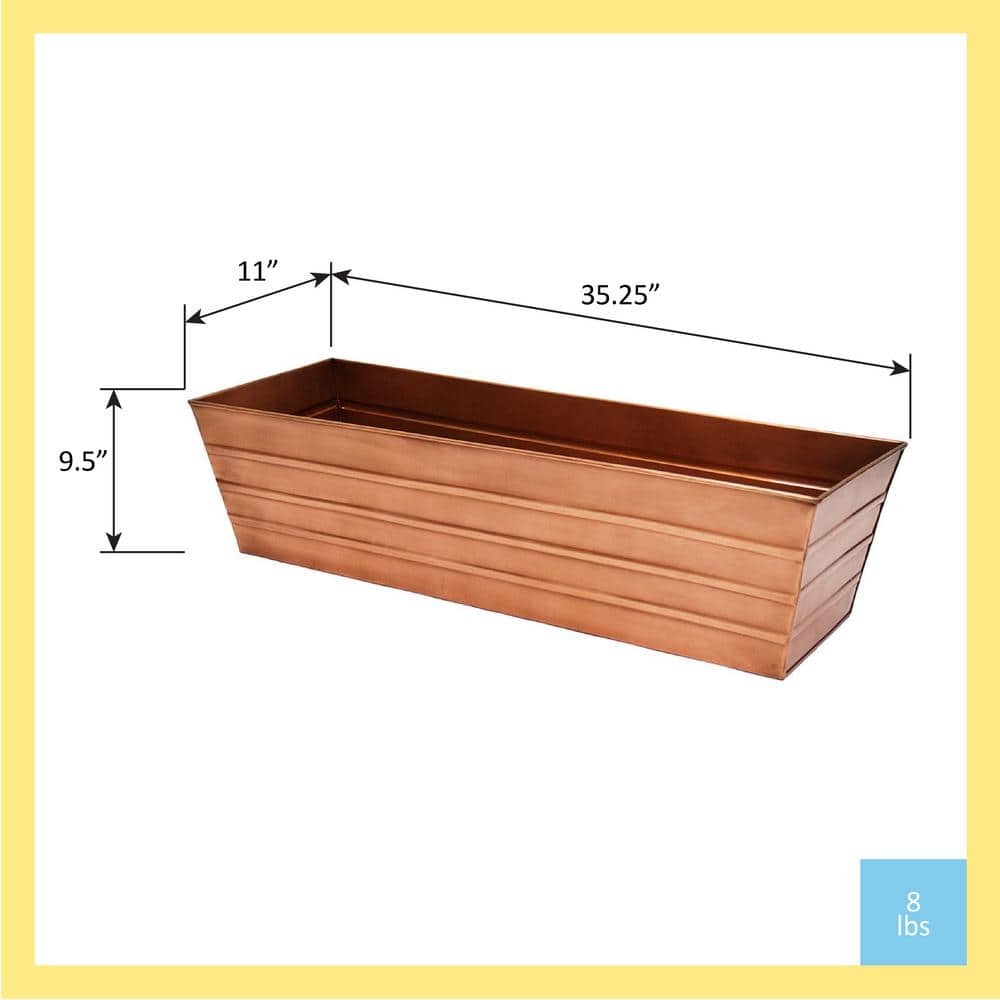 Large Copper Plated Steel Window Flower Box Planter