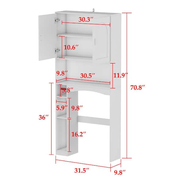 FUFU&GAGA 31.5 in. W x 66.9 in. H x 9.8 in. D White Over The