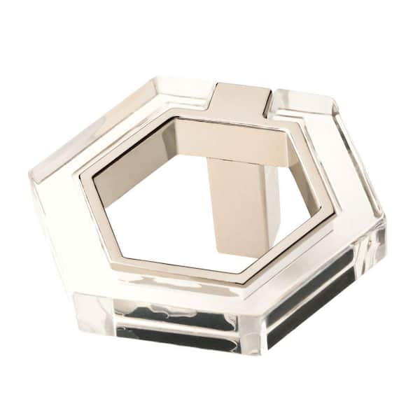 Liberty 1-7/8 in. (48mm) Polished Nickel and Crystal Acrylic Hexagon Cabinet Knob