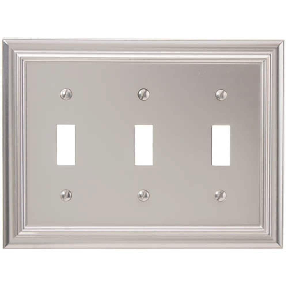 Satin Nickel Triple Toggle Cast Metal Wallplate