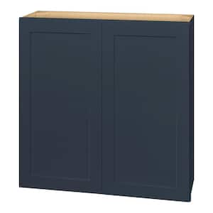 Avondale 36 in. W x 12 in. D x 36 in. H in Ink Blue Plywood Ready to Assemble Wall Kitchen Cabinet Shaker