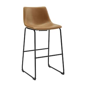 29-3/8 in. Whiskey Brown Faux Leather Bar Stools (Set of 2)