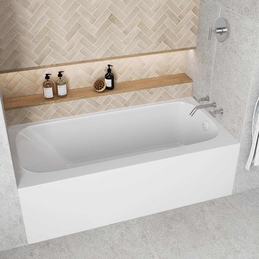 60-Inch Glossy White Acrylic Right-Hand Drain Alcove Bathtub