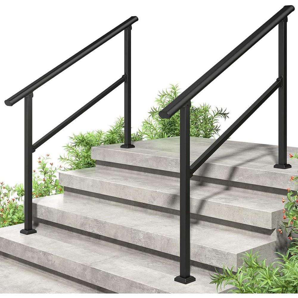 54 in. x 36 in. 4-Step Black Carbon Steel Stair Railing Kit, Safety Outdoor Handrails for Exterior Steps (2-Pack) price history on PriceWatchPro