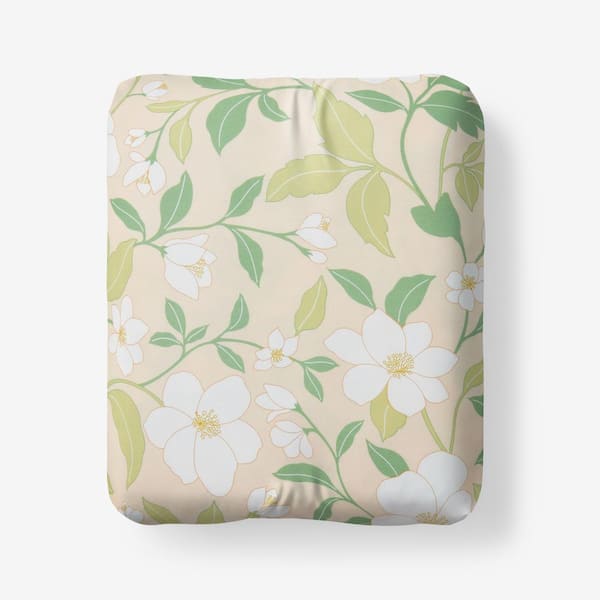 The Company Store Company Cotton Clemencia Peach Blossom Floral Cotton Percale Full Sheet Set