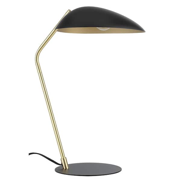 Eglo Lindmoor 8.45 in. W x 20.43 in. H 1-Light Black/Brushed Brass Table Lamp with Black Metal Shade