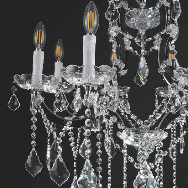 PUYRNF 8-Light 29 in. Crystal Black Chandelier, Large Foyer