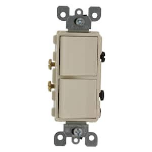 20 Amp Decora Commercial Grade Combination Two Single Pole Rocker Switches, Light Almond