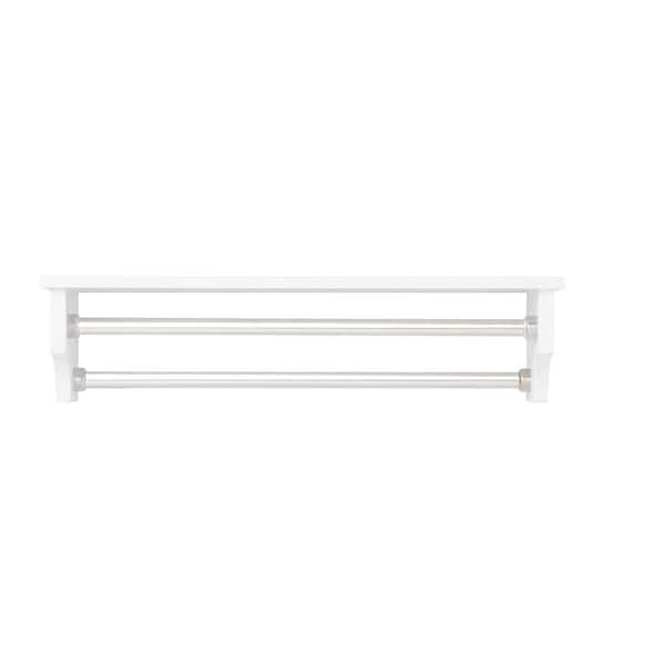 Alaterre Furniture Dover 27 in. W Wall-Mounted Bathroom Shelf with Towel  Rods in White ANDO74WH The Home Depot