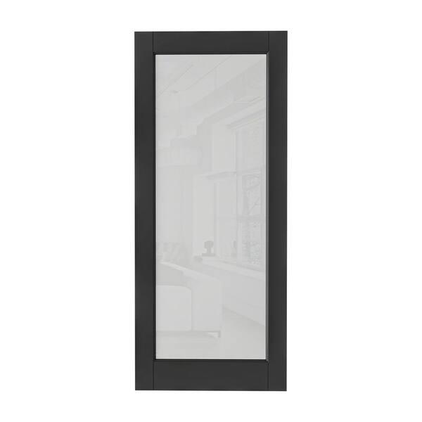 36 in. x 80 in. Solid MDF Core 1-Lite Tempered Frosted Glass and Manufacture Wood Black Finished Interior Door Slab