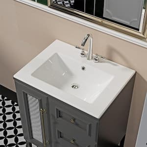 Huntington Beach 24 in. Bathroom Sink in White Ceramic Rectangular Drop-In with Overflow and Single Faucet Hole