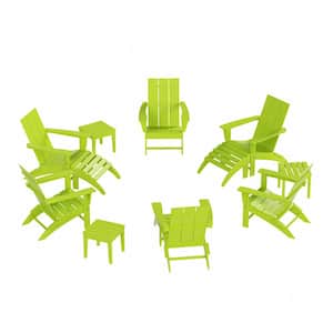 Shoreside Lime 12-Piece HDPE Plastic Patio Conversation Set with Ottoman And Side Table