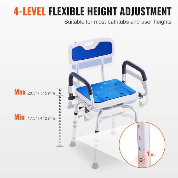 Swivel Sliding Shower Chair – 360° Transfer Bench, Adjustable, 350 Lb Capacity