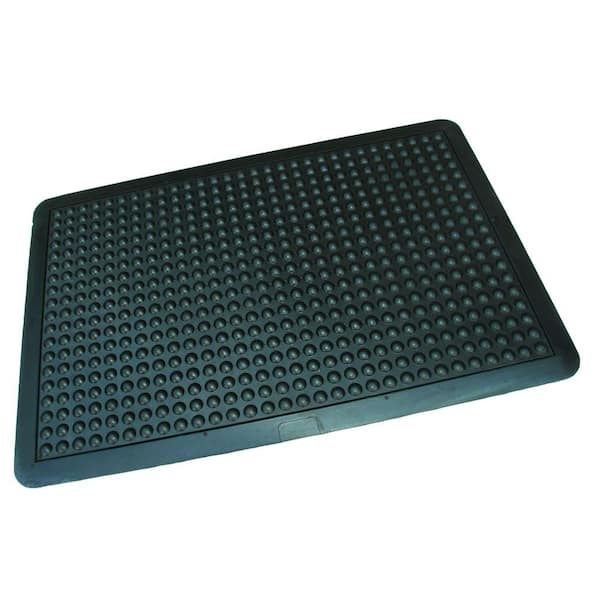 Rhino Anti-Fatigue Mats Ultra-Dome Workstation 36 in. x 48 in. Black Commercial Rubber Garage Flooring Mat