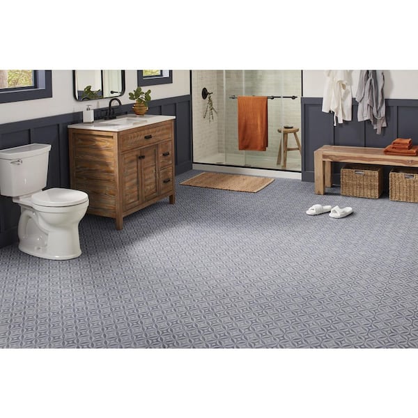 Steele Blue Residential Vinyl Sheet Flooring 10 MIL(12 ft. Wide x Cut to Length)