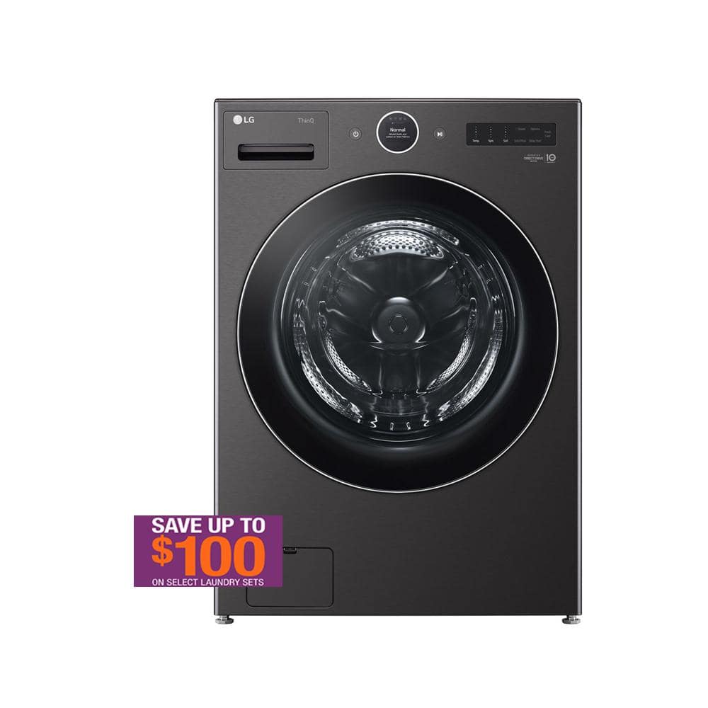 LG 5.0 cu. ft. Stackable SMART Front Load Washer in Black Steel with TurboWash 360 and ezDispense