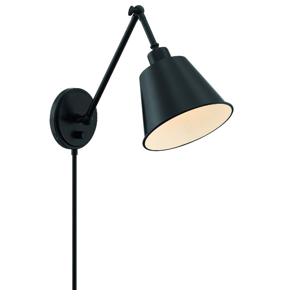 Mitchell Matte Black Steel Adjustable Arm Sconce
