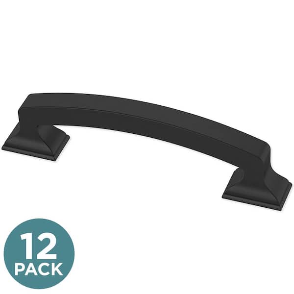 12-Pack Classic Edge 3-3/4 in. (96 mm) Classic Matte Black Cabinet Drawer Pull