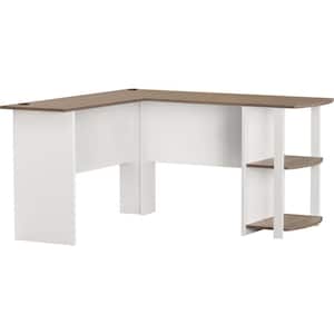 53.6 in. L-Shaped White Stipple Computer Desks with Cable Management