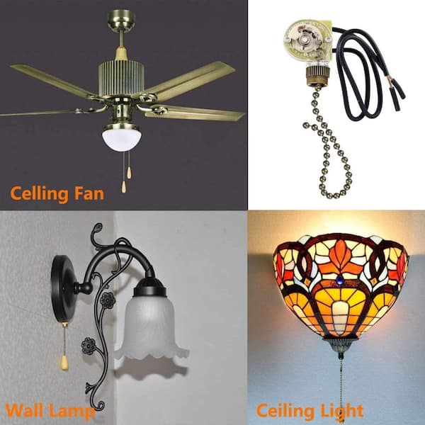 phyfalip Ceiling Fan Light Switch Pull Chain ZE-109 On-Off Speed