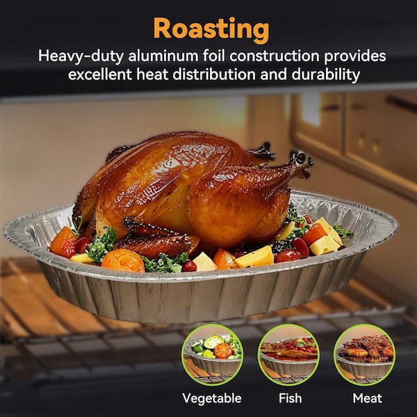 UUDULY 20-Piece Extra Large Disposable Aluminum Foil Oval Roasting