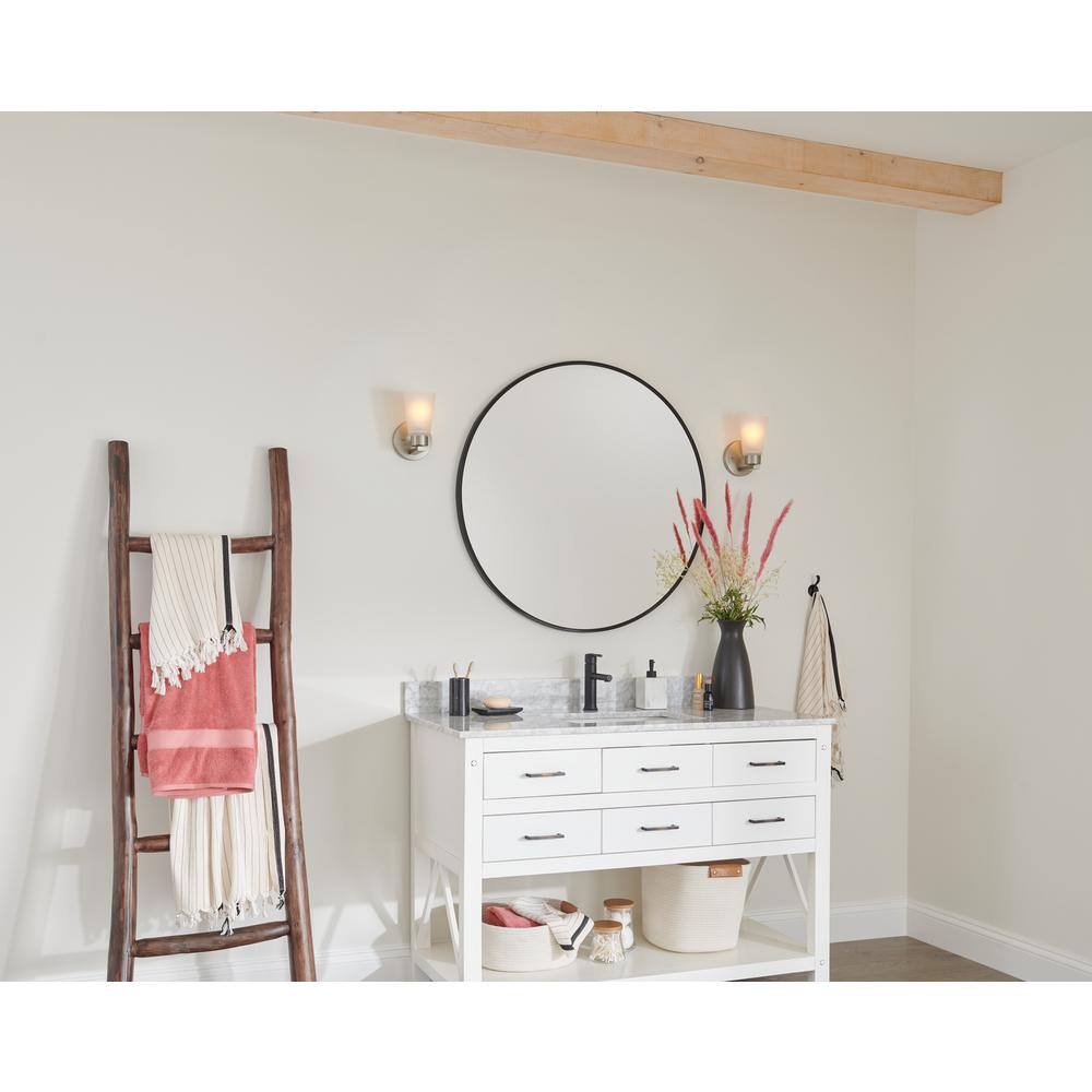 Brushed Nickel Dimmable Wall Sconce with Satin Etched Glass